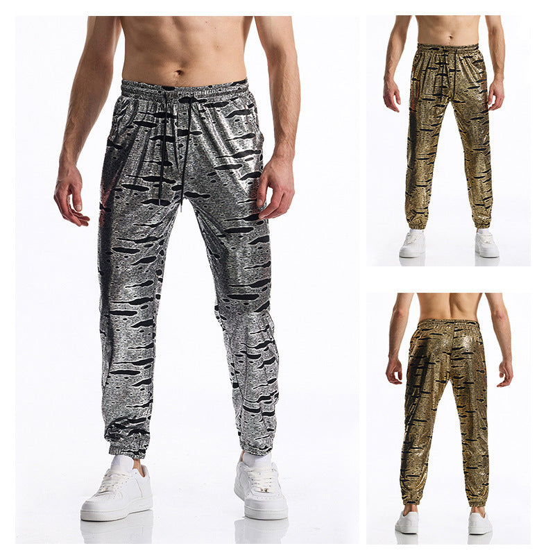 Herren elegante Jogginghose mit glänzendem Metallic-Muster EB