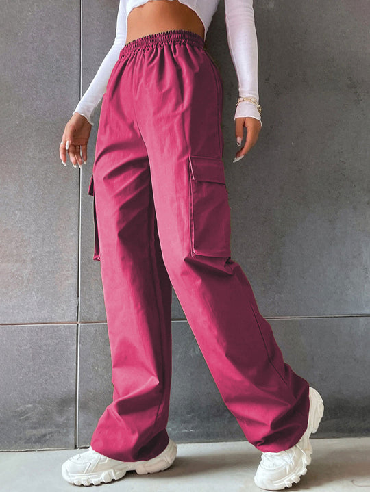 Damen Cargo-Hose mit Seitentaschen und elastischem Bund EB