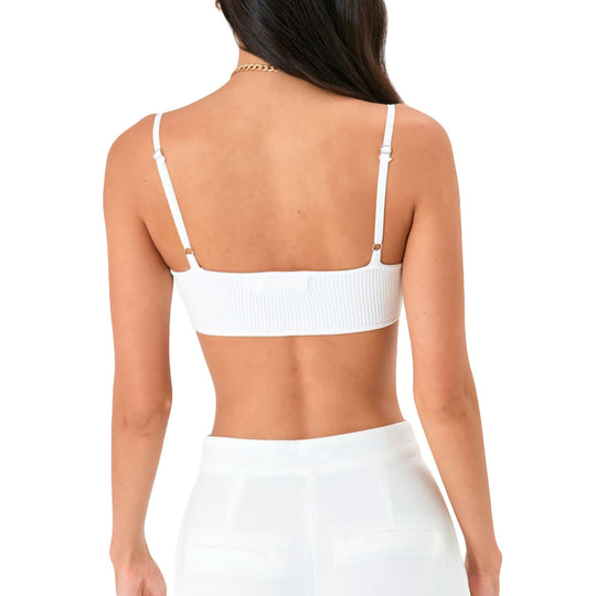 Damen Crop-Top mit Rippstruktur und verstellbaren Spaghettiträgern EB