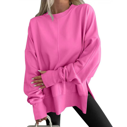Damen Bequemer Langarm-Sweater mit Seitenschlitzen EB