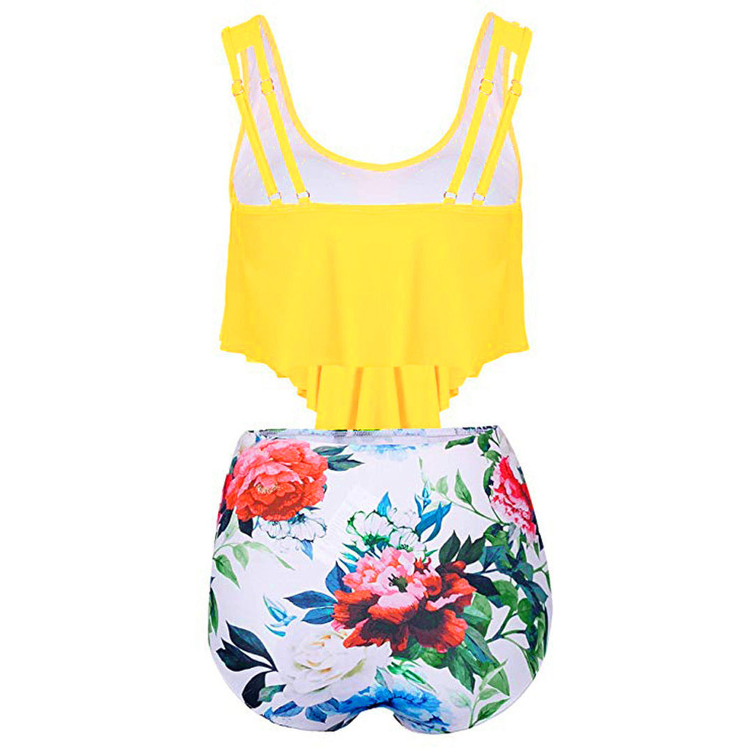 Damen Modisches Tankini-Set mit floralem Unterteil und lässigem Oberteil EB