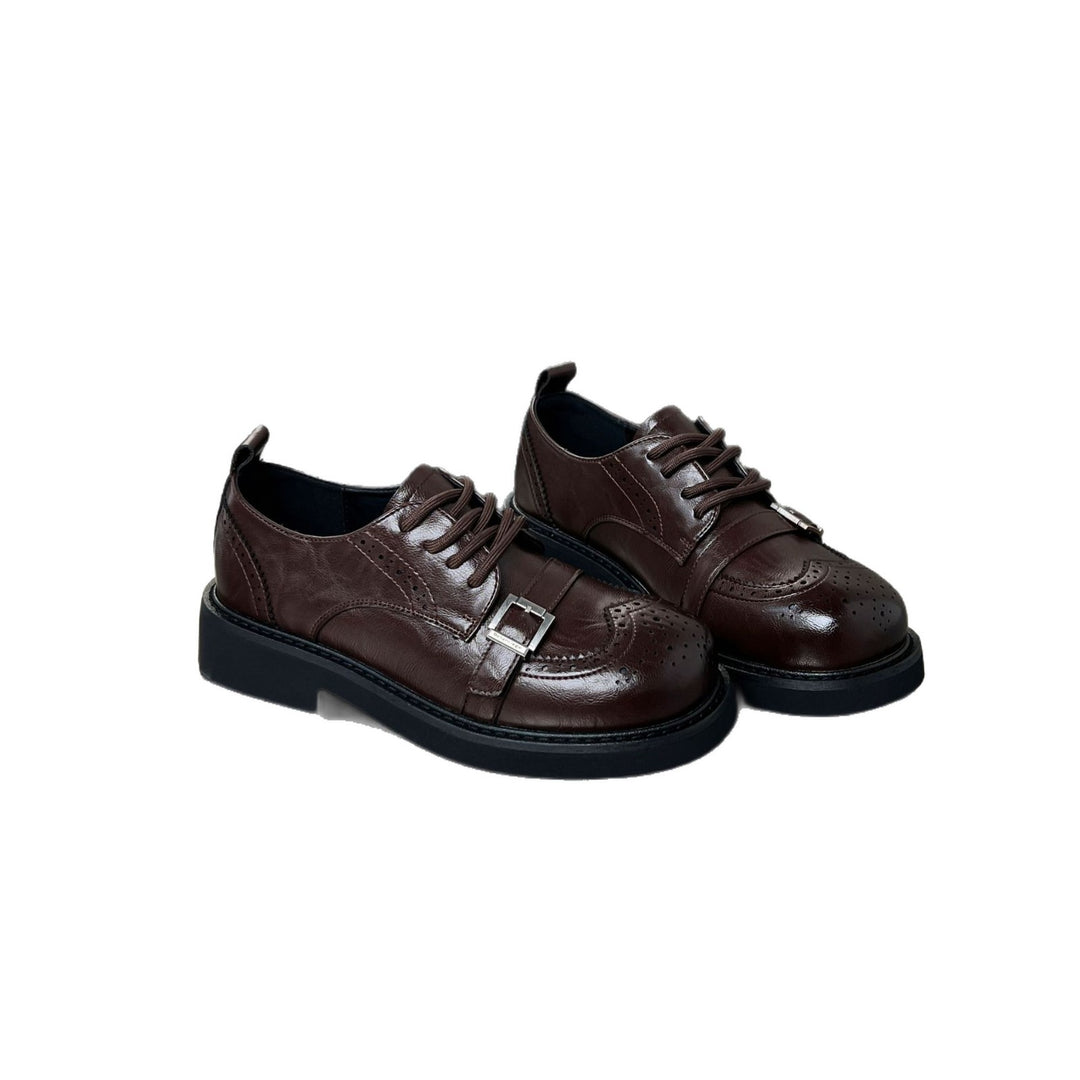 Damen Elegante Schnürschuhe mit modischen Schnallen und robuster Sohle EB
