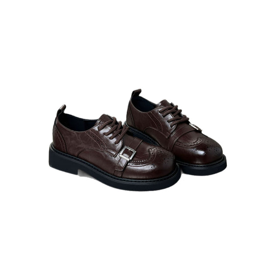 Damen Elegante Schnürschuhe mit modischen Schnallen und robuster Sohle EB