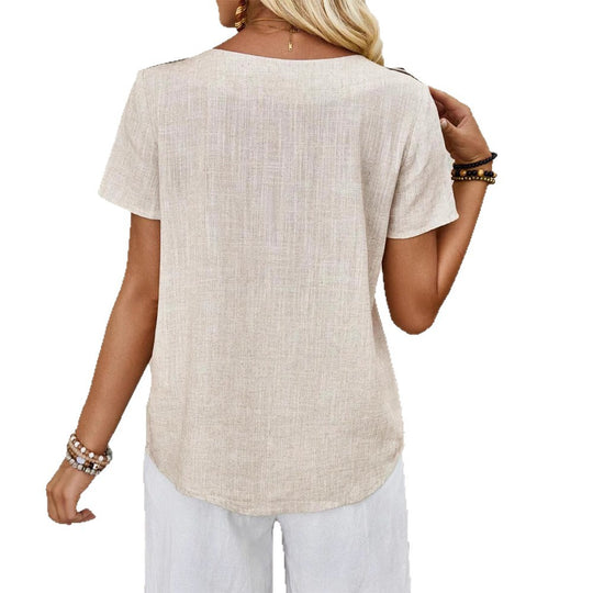 Damen Leichte Leinenbluse mit eleganten Knopfdetails und luftigem Schnitt Heidi-Mode