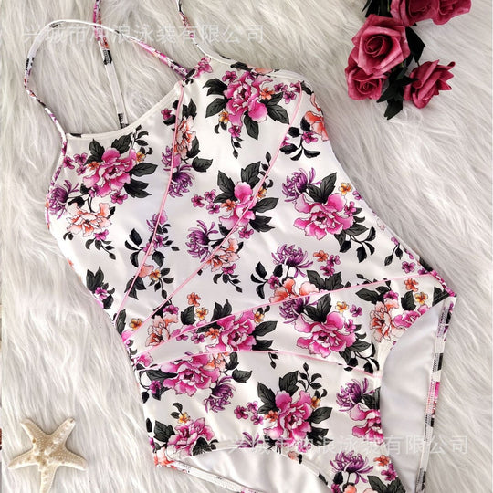 Damen Floraler Sportbadeanzug mit rückenfreier Silhouette EB