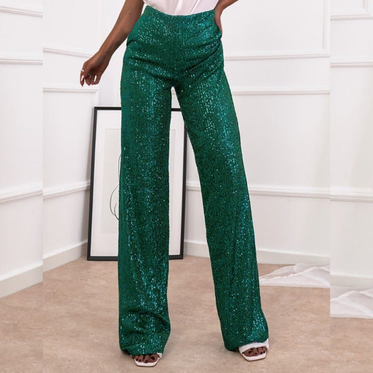 Damen Glamouröse Pailletten-Hose EB
