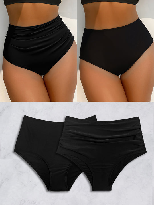 Damen Hochtaillierte Bikini-Hose mit vielseitigem Raffungselement und figurformendem Schnitt EB