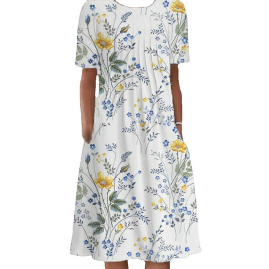 Damen Maxikleid mit floralem Design und weiten Ärmeln EB