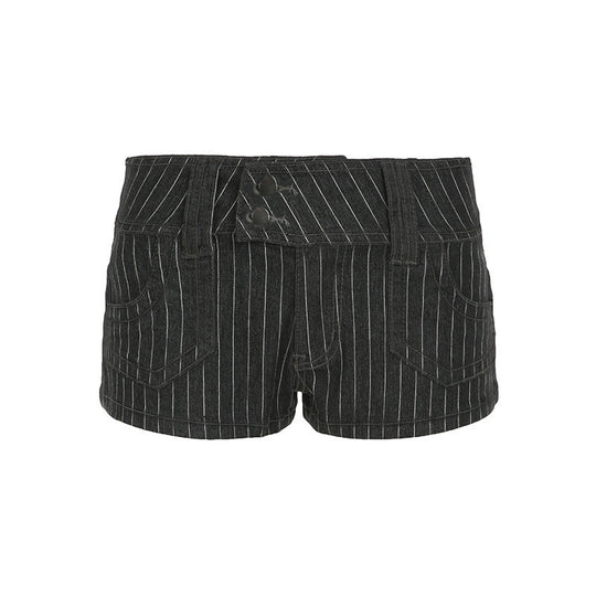 Damen Designer Denim-Shorts mit Streifenmuster und taillierter Passform EB