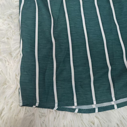 Damen lässige Hemdbluse mit vertikalen Streifen und Brusttasche EB