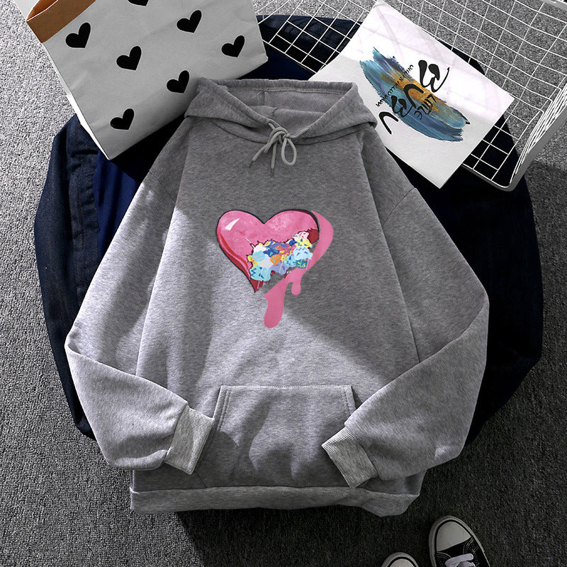 Damen nan Kapuzenpullover mit künstlerischem Aquarell‑Federmotiv, Oversize‑Schnitt und Kängurutasche EB