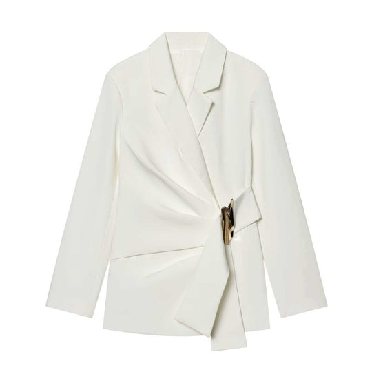 Damen nan elegante High‑Waist Weitbein-Anzughose mit flachem Bund und verdeckter Naht EB