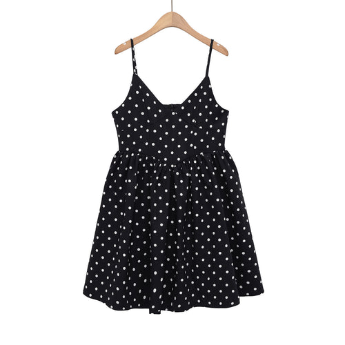 Damen Sommerliches Spaghettiträgerkleid mit verspieltem Punkte-Design und fließendem Schnitt EB