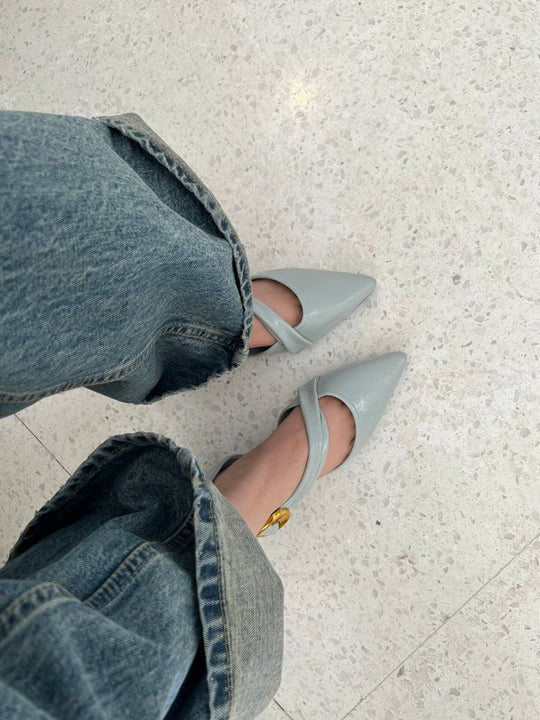 Damen elegante Slingback-Pumps mit modischem Riemchen und stabiler Sohle EB