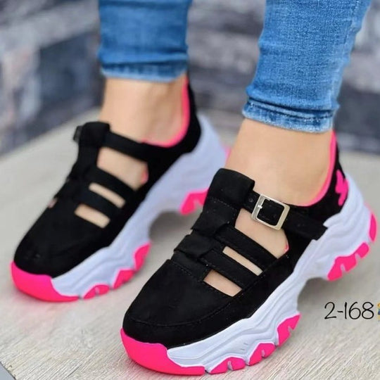 Damen  Plateau-Sneaker mit Riemchenverschluss und gepolsterter Komfortsohle EB