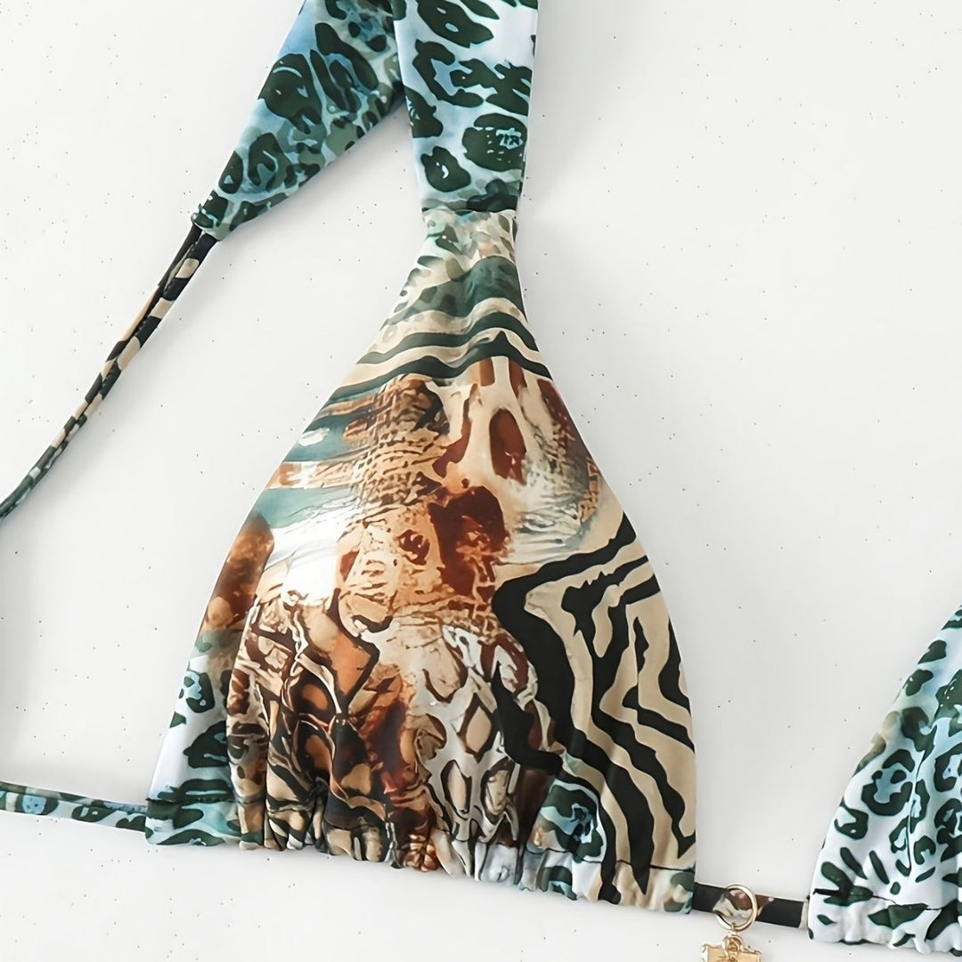 Damen Halter-Bikini mit Animal-Print EB