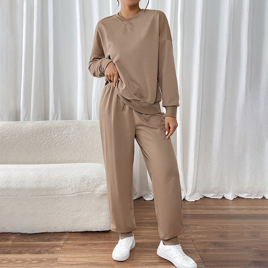 Damen sportliches Sweatshirt- und Jogginghose-Set mit elastischem Bund EB