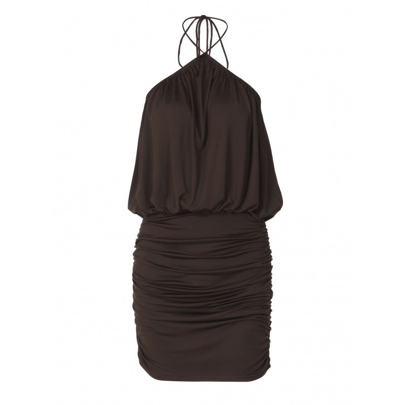 Damen Raffiniertes Wickelkleid mit Spaghetti-Trägern und gerafftem Saum EB