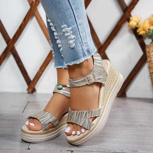 Damen Wedge-Sandalen mit elegantem Riemendesign und atmungsaktivem Obermaterial EB