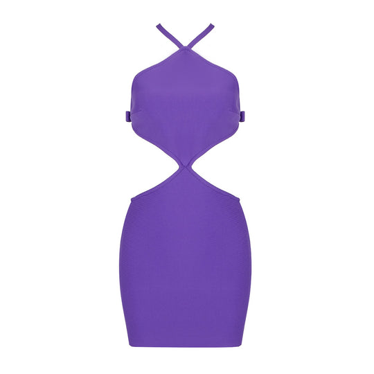 Damen figurbetontes Cut-Out Kleid mit Neckholder Design EB