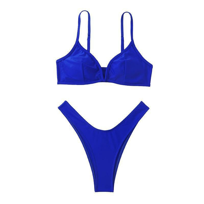Damen Triangel-Bikini mit tiefem V-Ausschnitt und hohem Beinausschnitt EB