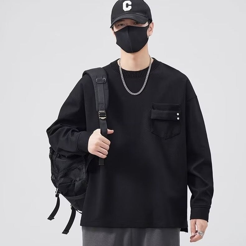 Herren lässiges Langarmshirt mit praktischer Brusttasche EB