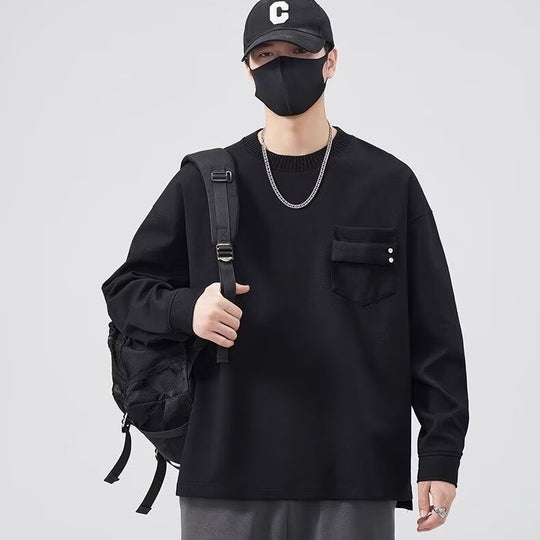 Herren lässiges Langarmshirt mit praktischer Brusttasche EB