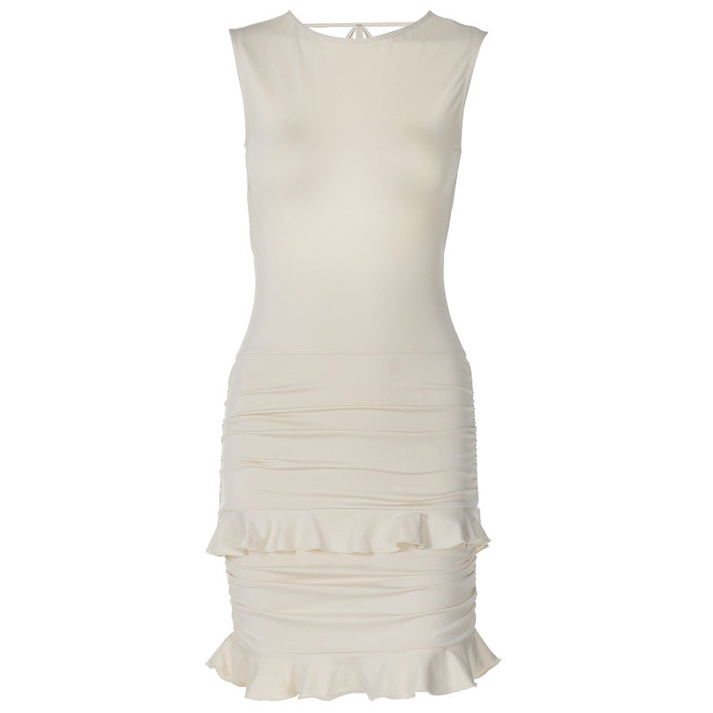 Damen Kurzes Wickelkleid mit asymmetrischem Saum und Rüschen EB