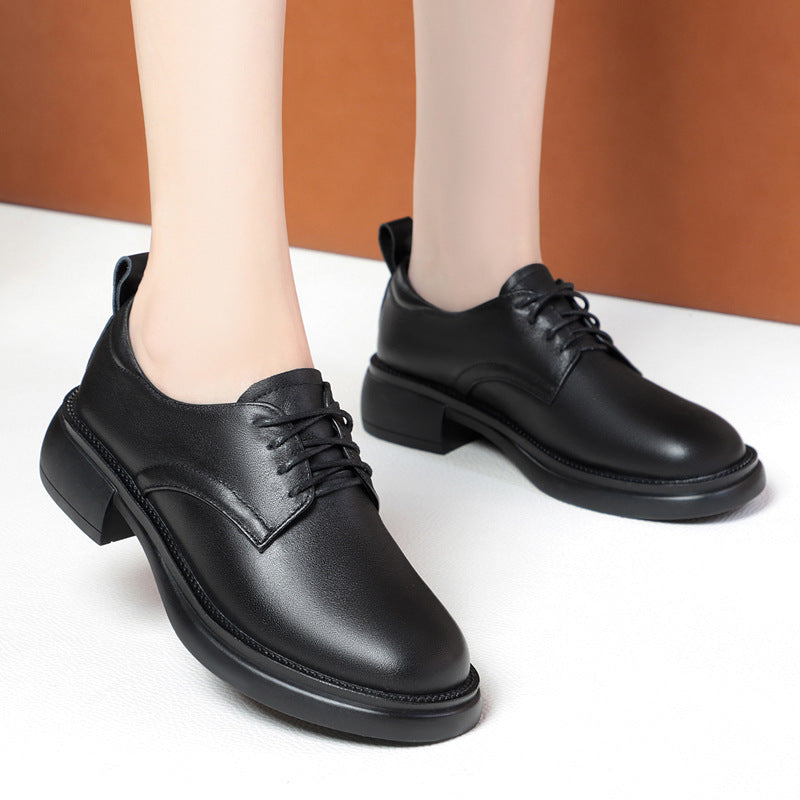Damen Elegante Schnürschuhe mit komfortablem Blockabsatz und glattem Obermaterial EB