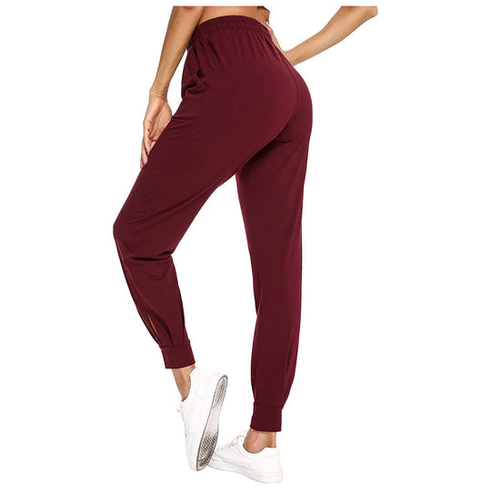 Damen Bequeme Sporthose mit elastischem Bund und seitlichen Taschen EB