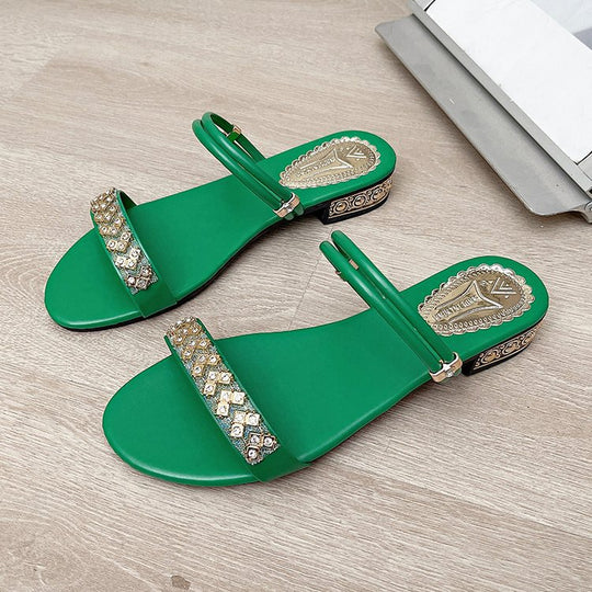 Damen glamouröse Sandalen mit funkelnden Schmuckakzenten EB