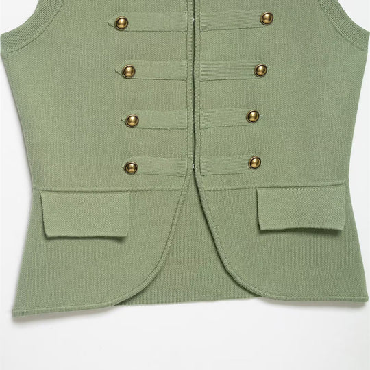 Damen raffinierte Utility-Weste im Militärstil mit Knopfdetails EB