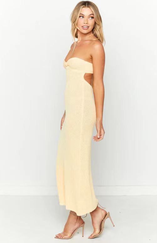Damen Maxikleid mit elegantem Bandeau-Ausschnitt und minimalistischer Silhouette EB