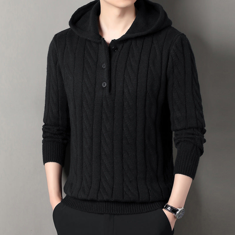 Herren Kapuzenpullover mit strukturierter Strickoptik EB