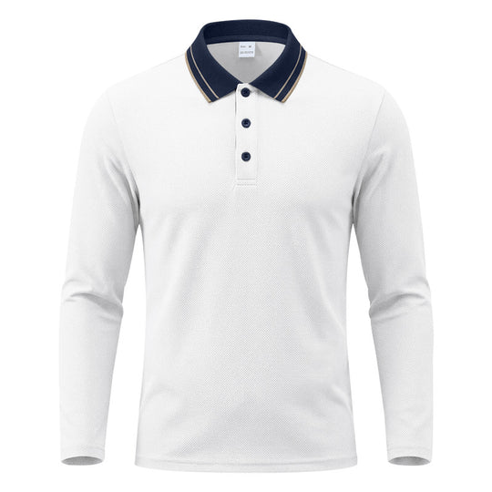 Herren nan langärmeliges Piqué-Poloshirt mit kontrastkragen und dreifach geknöpfter Leiste EB