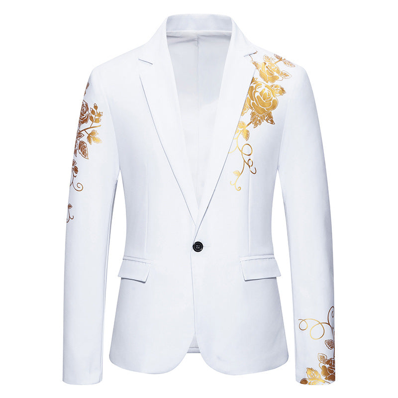 Herren nan einreihiges Sakko mit schmalem Revers und goldenem Rosenprint EB