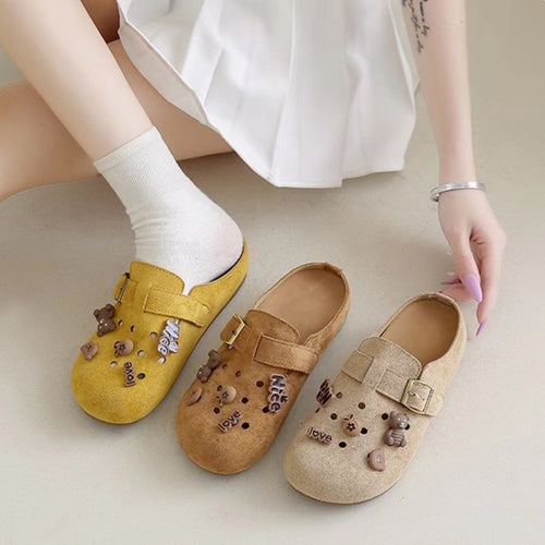 Damen Clogs mit niedlichem Tiermotiv und verstellbarem Riemen EB