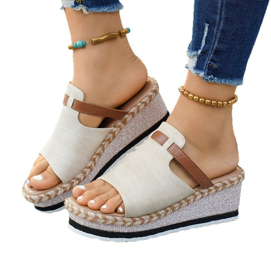 Damen Plateausandalen mit modischem Zierband EB