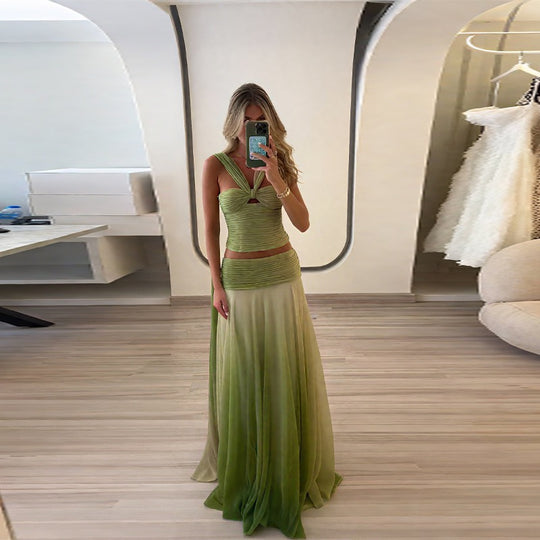 Damen Maxikleid mit fließendem Rock und eleganten Trägern EB