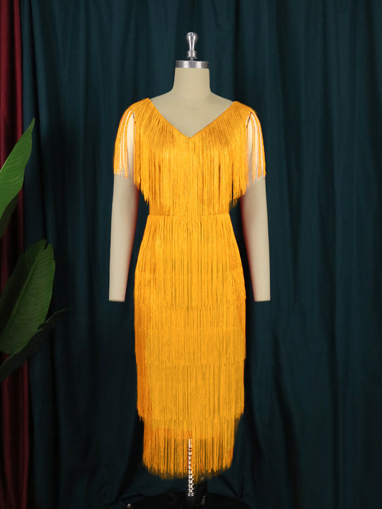 Damen Fransen Kleid EB