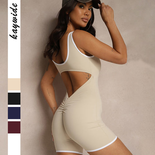 Damen Sportlicher Jumpsuit mit dekorativen Kontrastnähten und figurformendem Schnitt EB