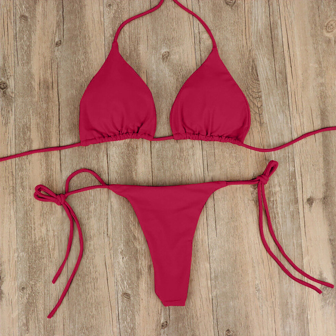 Damen Triangel-Bikini mit feinem Stoff und regulierbaren Schnürdetails EB