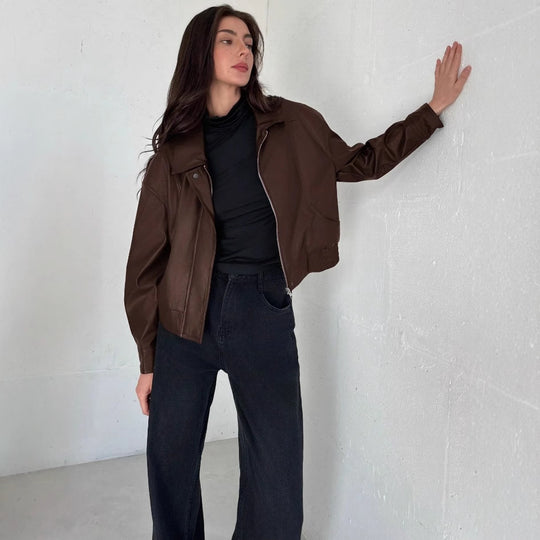 Damen Kunstlederjacke im modernen Biker-Stil EB