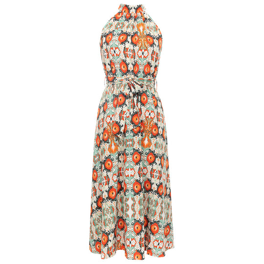 Damen Midikleid mit floralen Mustern und schickem Wickeldesign EB