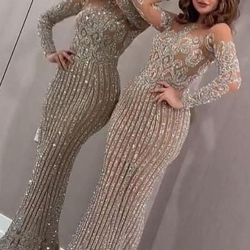 Damen Elegantes Abendkleid mit glitzernden Pailletten und schmalem Schnitt EB
