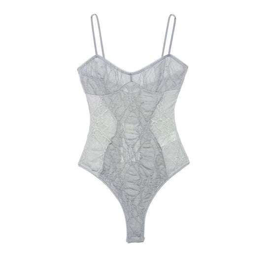 Damen Spitzenbody mit verführerischem Design und zarten Trägern EB