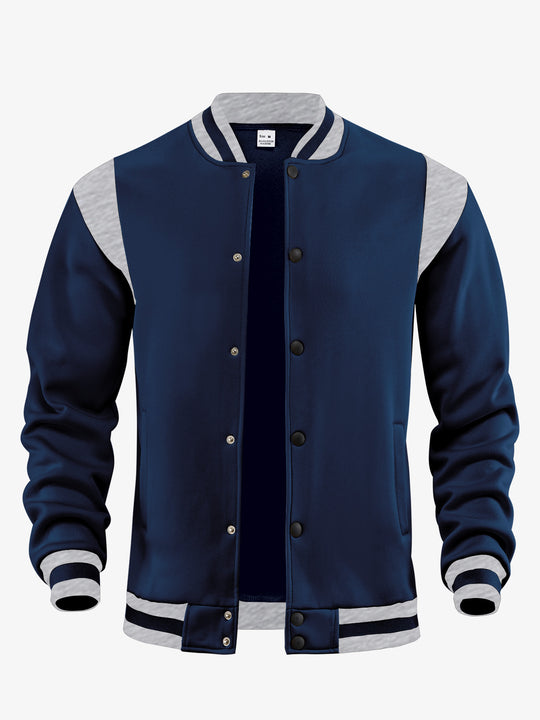 Herren nan legere Baseballjacke in Sweatqualität mit Druckknopfleiste geripptem Kragen und kontrastierendem Schulterbesatz EB