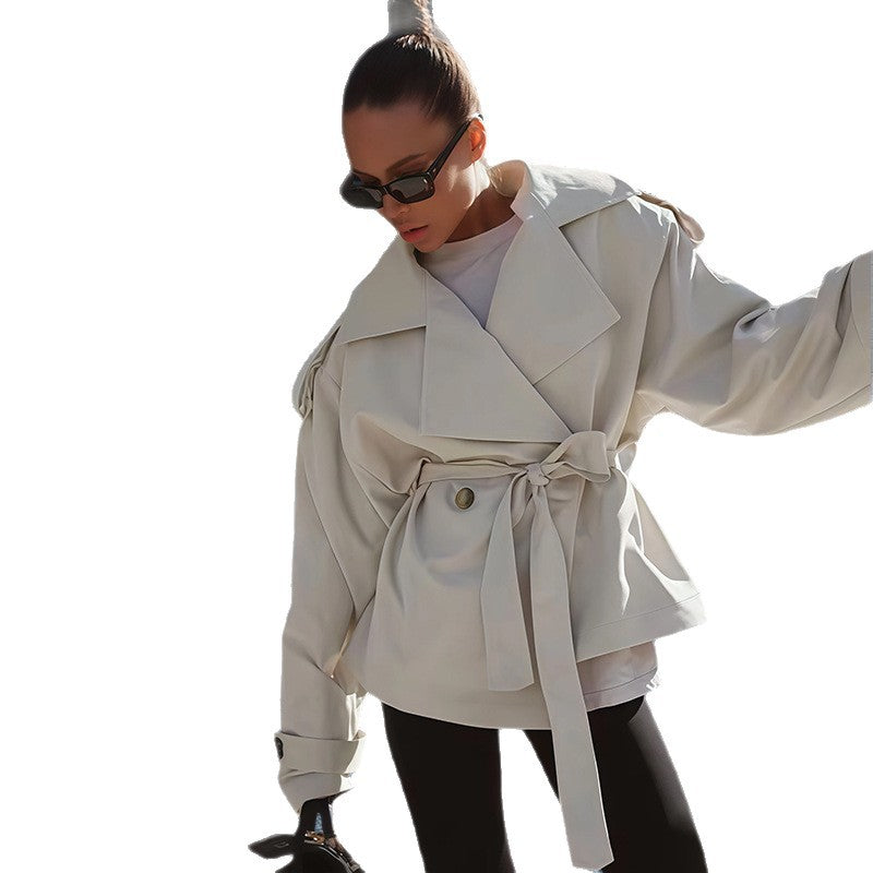 Damen modische Trenchjacke mit Gürteldesign und lässigem Schnitt EB