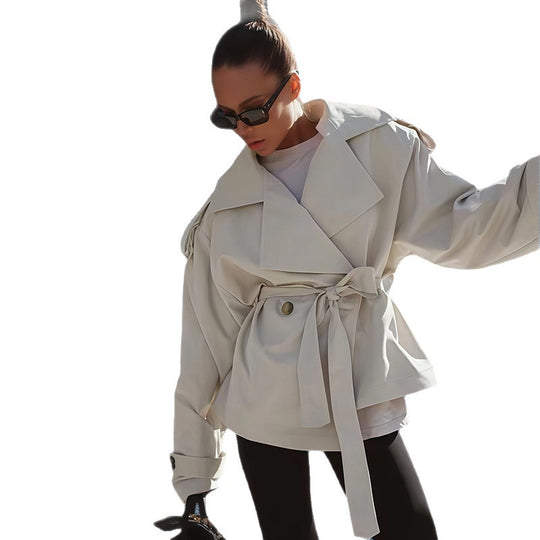 Damen modische Trenchjacke mit Gürteldesign und lässigem Schnitt EB