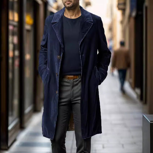 Herren eleganter Trenchcoat aus hochwertigem Gewebe mit praktischen Taschen EB